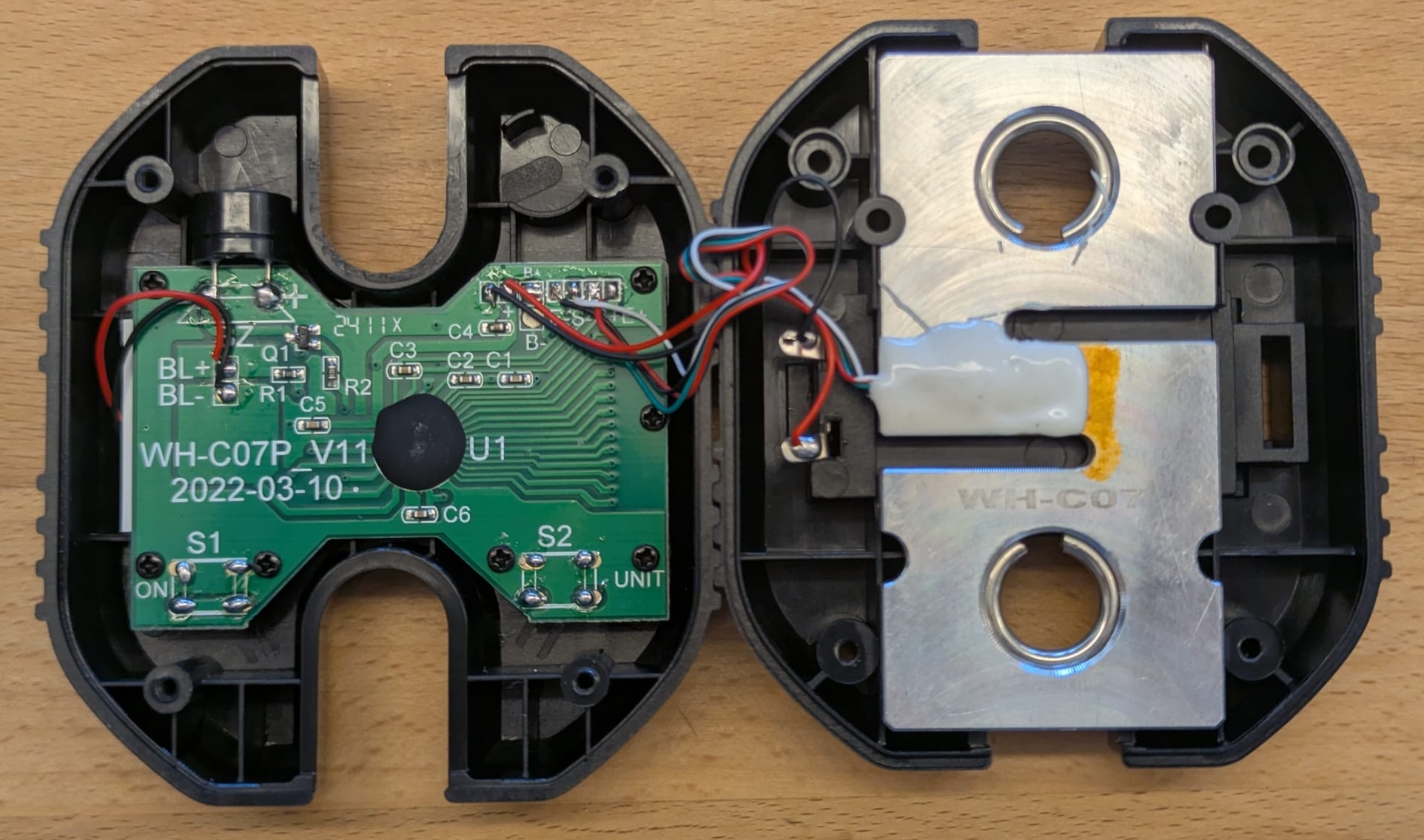 Partially disassembled scale